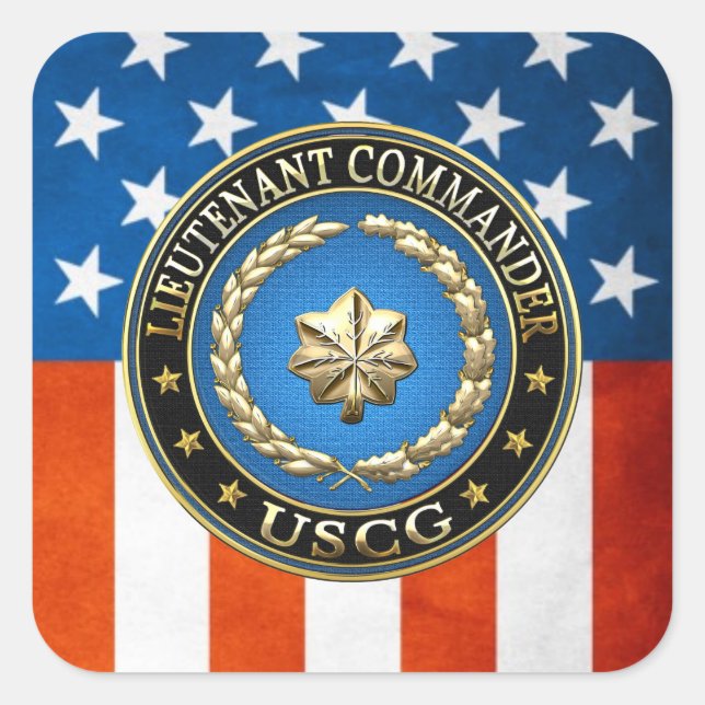 [500] CG: Lieutenant commander (LCDR) Square Sticker (Front)