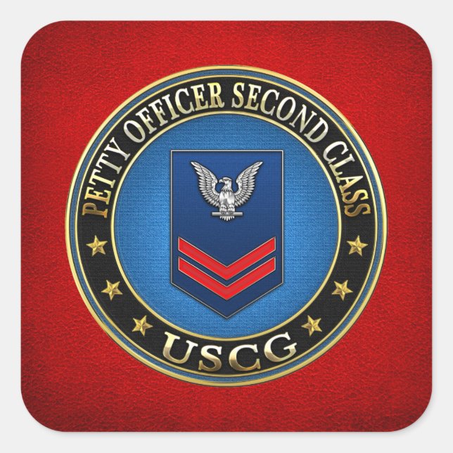 [500] CG: Petty Officer Second Class (PO2) Square Sticker (Front)