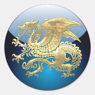 [500] Icelandic Dragon, Landvættir [Gold] Classic Round Sticker
