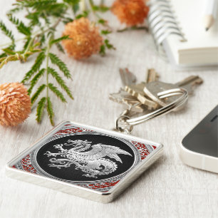 [500] Icelandic Dragon, Landvættir [Silver] Key Ring