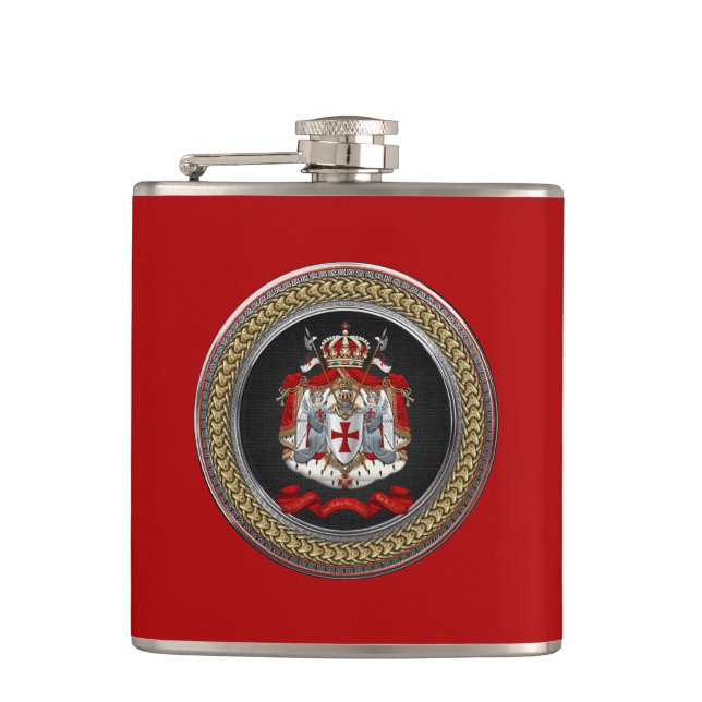 [500] Knights Templar Coat of Arms Hip Flask (Front)