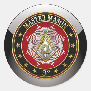 [500] Master Mason - 3rd Degree Square & Compasses Classic Round Sticker