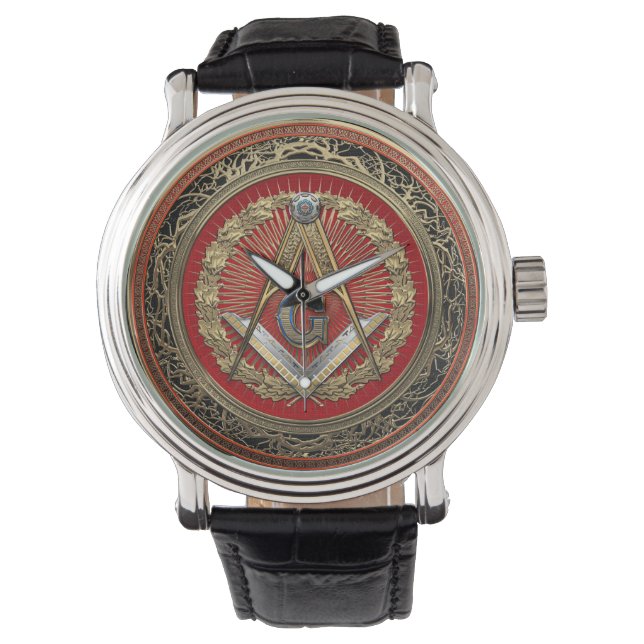[500] Master Mason - Gold Square & Compasses Watch (Front)