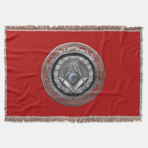 [500] Master Mason - Silver Square & Compasses Throw Blanket
