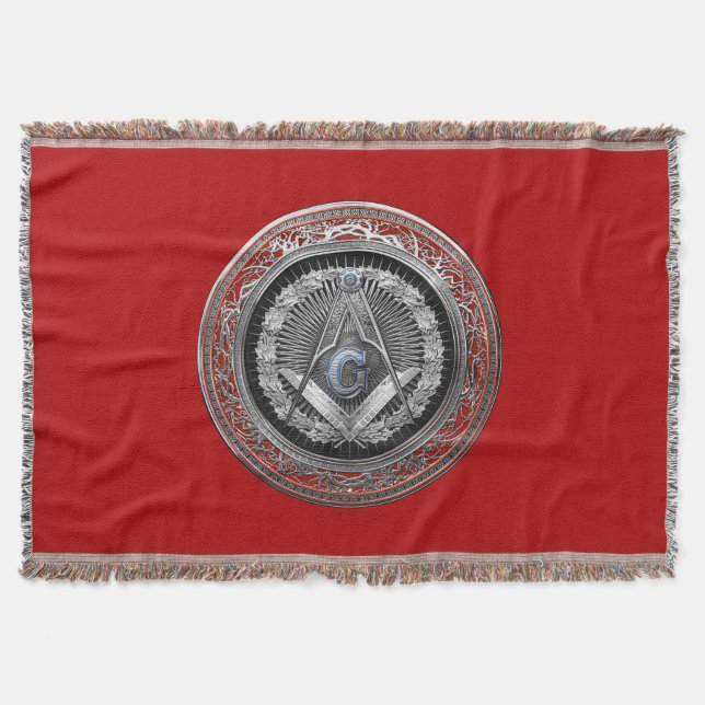 [500] Master Mason - Silver Square & Compasses Throw Blanket (Front)