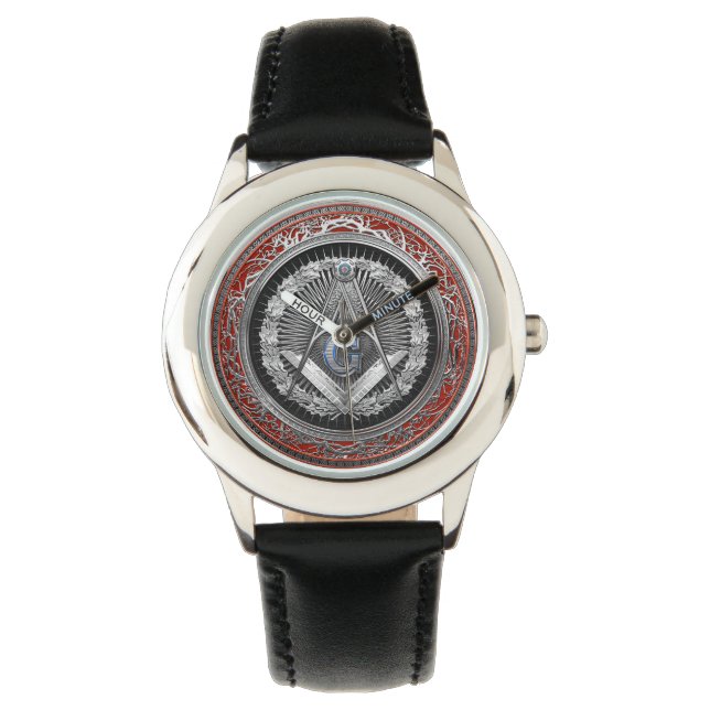 [500] Master Mason - Silver Square & Compasses Watch (Front)