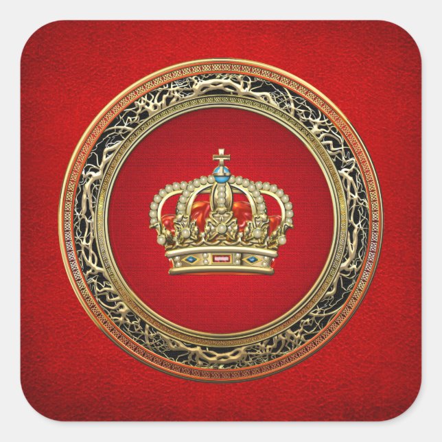 [500] Prince-Princess King-Queen Crown [Belg.Gold] Square Sticker (Front)