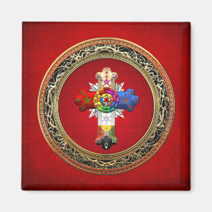 [500] Rosy Cross (Rose Croix) on Red & Gold Magnet