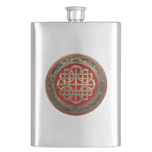 [500] Sacred Celtic Gold Knot Cross Hip Flask