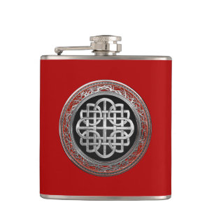 [500] Sacred Celtic Silver Knot Cross Hip Flask
