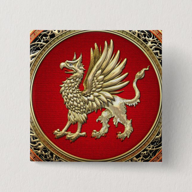 [500] Sacred Gold Griffin 15 Cm Square Badge (Front)
