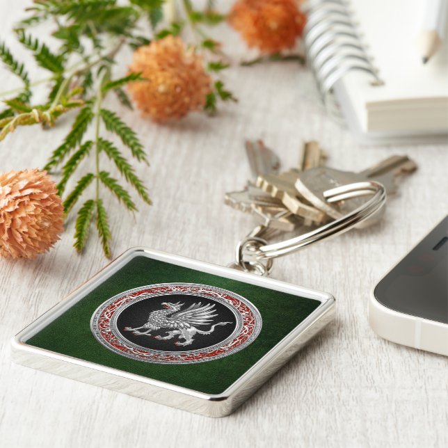 [500] Sacred Silver Griffin Key Ring (Side)