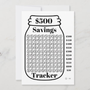 $500 Savings Tracker Mason Jar Budget Goal Sheet Invitation
