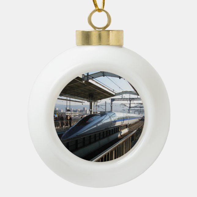 500 Series Shinkansen 新幹線 Bullet Train Ceramic Ball Christmas Ornament (Front)