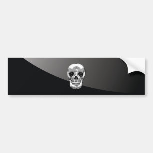 [500] Silver Human Skull Bumper Sticker