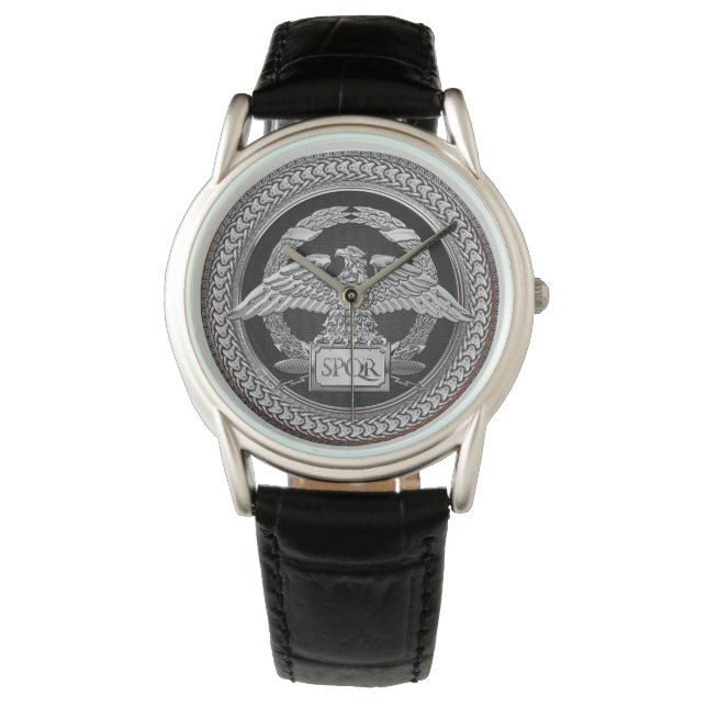 [500] Silver Roman Imperial Eagle over Medallion Watch (Front)