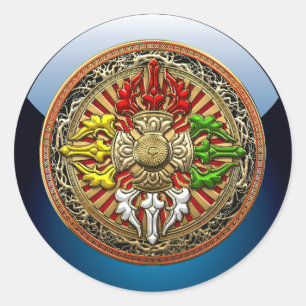 [500] Tibetan Double Dorje Mandala Classic Round Sticker