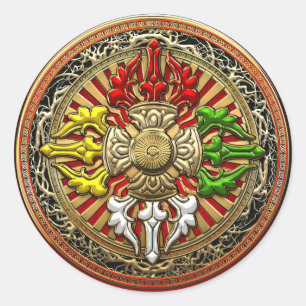 [500] Tibetan Double Dorje Mandala Classic Round Sticker