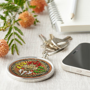 [500] Tibetan Double Dorje Mandala Key Ring