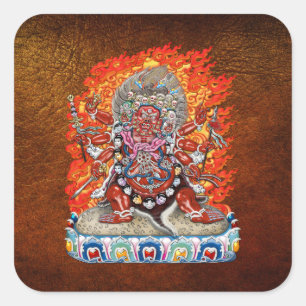 [500] Tibetan Thangka  - Wrathful Deity Hayagriva Square Sticker