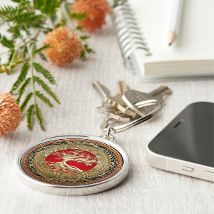 [500] Treasure Trove: Celtic Tree of Life [Gold] Key Ring