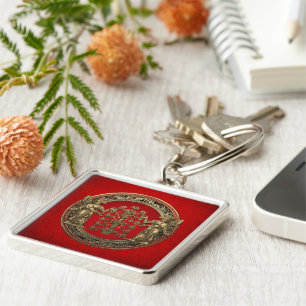 [500] Two Gold Ninurtas with Tree of Life Key Ring