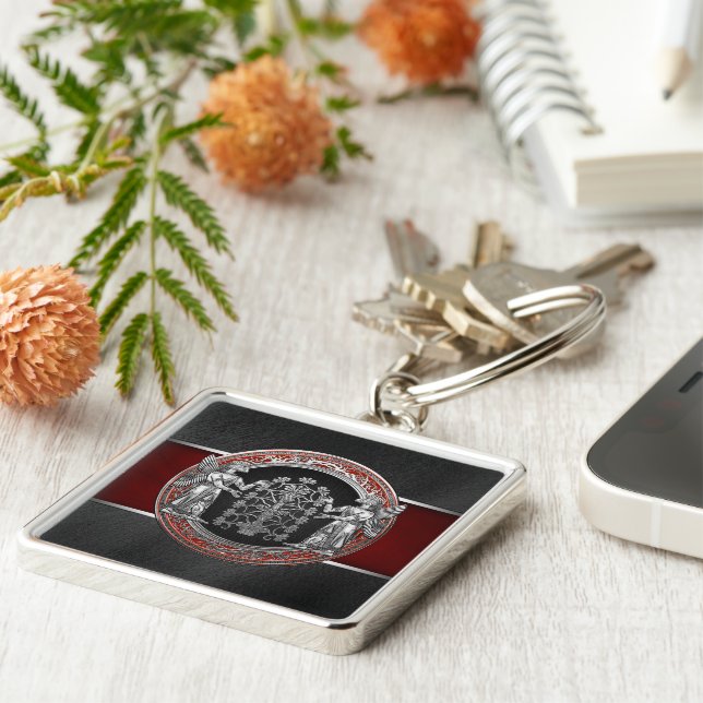 [500] Two Silver Ninurtas with Tree of Life Key Ring (Side)