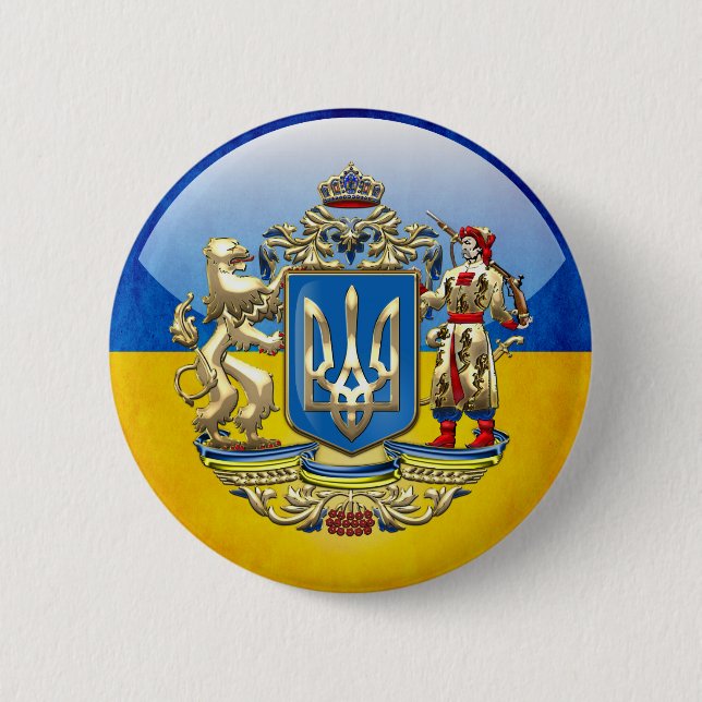 [500] Ukraine: Proposed Greater Coat of Arms 6 Cm Round Badge (Front)