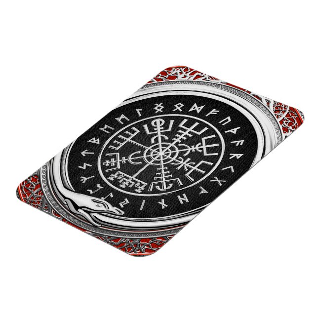 [500] Vegvisir - Viking Silver Magic Runic Compass Magnet (Left Side)