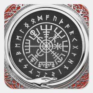 [500] Vegvisir - Viking Silver Magic Runic Compass Square Sticker