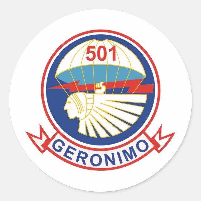 501st Parachute Infantry Regiment (PIR) Insignia Classic Round Sticker (Front)