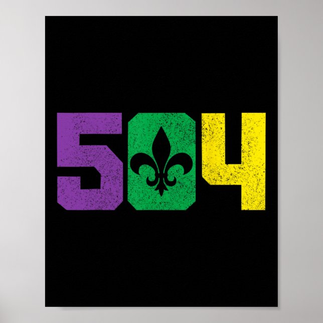 504 Area Code Pride Nola New Orleans Louisiana Mar Poster (Front)