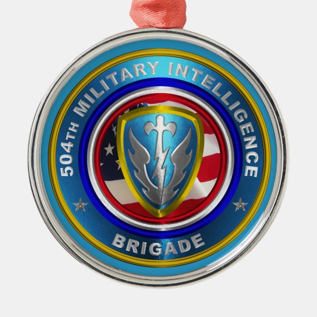 504th Military Intelligence Brigade Metal Ornament (Front)