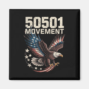 50501 American Flag In Flight Eagle With Stars Tan Magnet