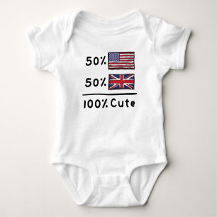 50% American 50% British 100% Cute United Kingdom Baby Bodysuit