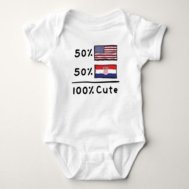 50% American 50% Croatian 100% Cute Croatia USA Fl Baby Bodysuit (Front)