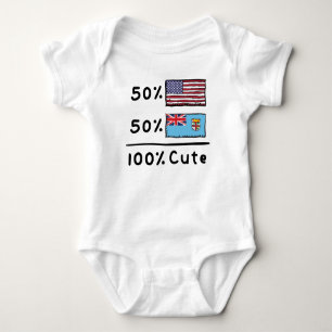 50% American 50% Fijian 100% Cute Fiji USA Flags Baby Bodysuit