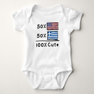 50% American 50% Greek 100% Cute Greece USA Flags Baby Bodysuit