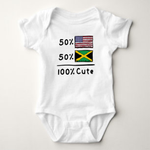 50% American 50% Jamaican 100% Cute U.S. Jamaica F Baby Bodysuit