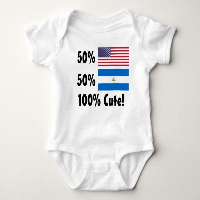 50% American 50% Nicaraguan 100% Cute Baby Bodysuit (Front)