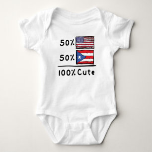 50% American 50% Puerto Rican 100% Cute Puerto Ric Baby Bodysuit