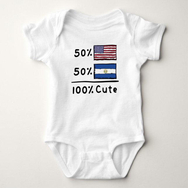 50% American 50% Salvadoran 100% Cute El Salvador  Baby Bodysuit (Front)