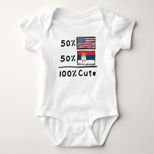 50% American 50% Serbian 100% Cute Serbia USA Flag Baby Bodysuit
