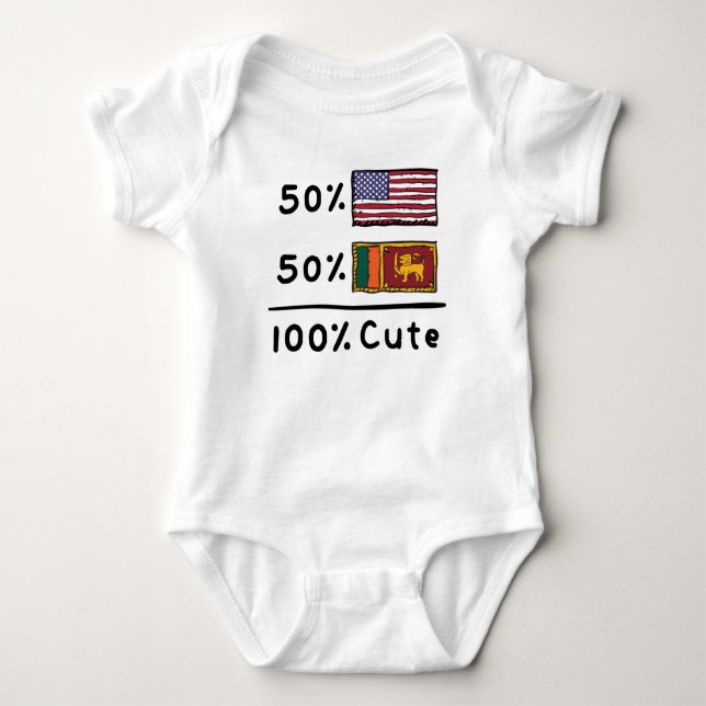 50% American 50% Sri Lankan 100% Cute Sri Lanka US Baby Bodysuit (Front)