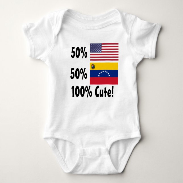50% American 50% Venezuelan 100% Cute Baby Bodysuit (Front)