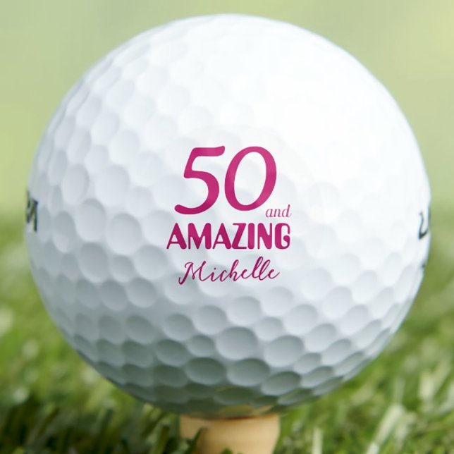50 and Amazing Friend Gift – Pink 50th Birthday Golf Balls (Creator Uploaded)