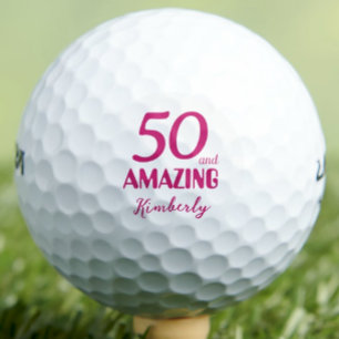 50 and Amazing Sister Gift – Pink 50th Birthday Golf Balls