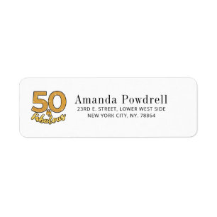 50 and Fab, 50th Birthday Gold Effect Customise Return Address Label