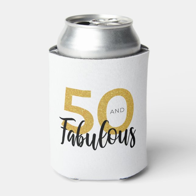 50 and Fab 50th Birthday Party Custom Can Cooler (Can Front)
