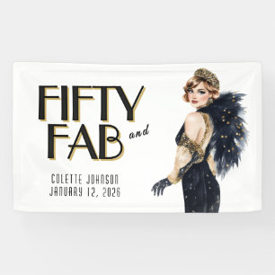 50 and Fabulous 1920s Birthday  Banner